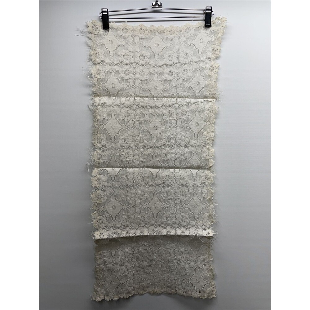 Vintage Linen Textile Lace Dresser Scarf 1930s 14"x 30" Ecru Very Clean